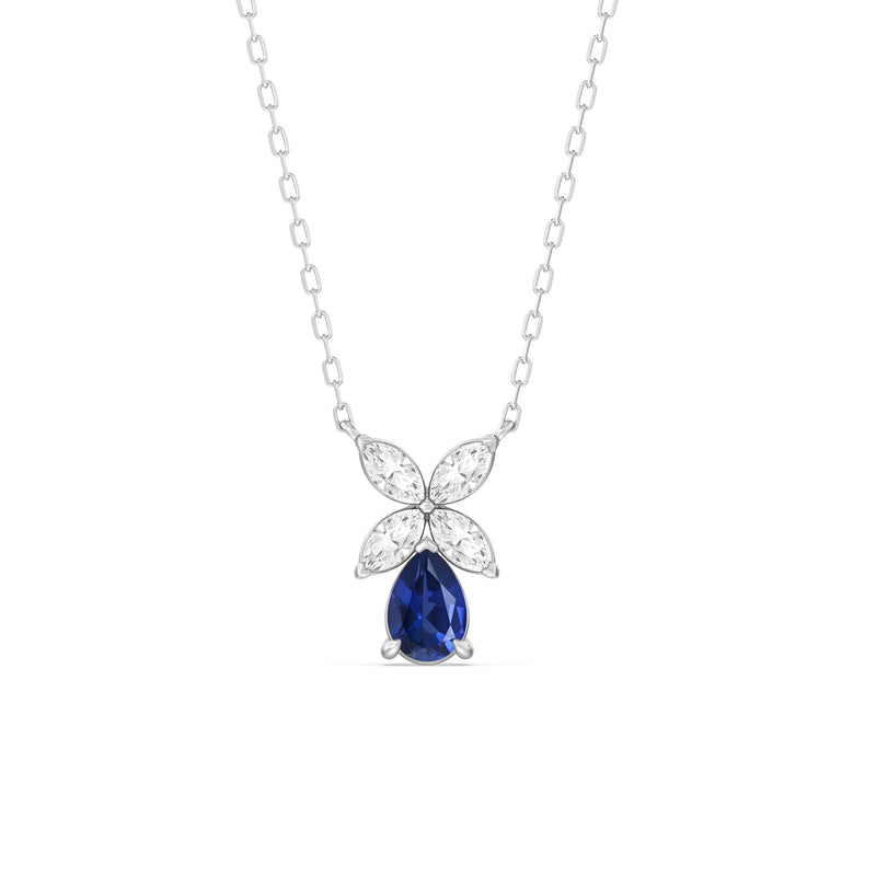 Sapphire and Diamond Tulip Drop Necklace