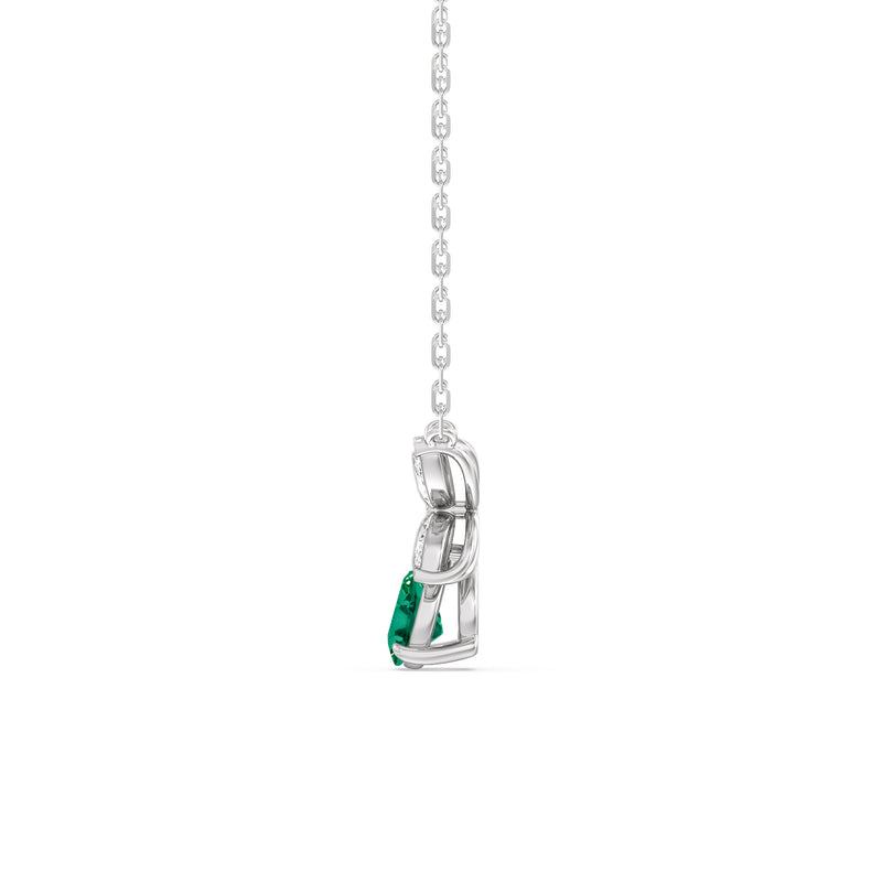 Emerald and Diamond Tulip Drop Necklace