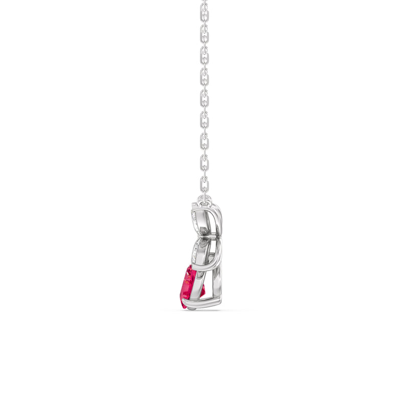 Ruby and Diamond Tulip Drop Necklace