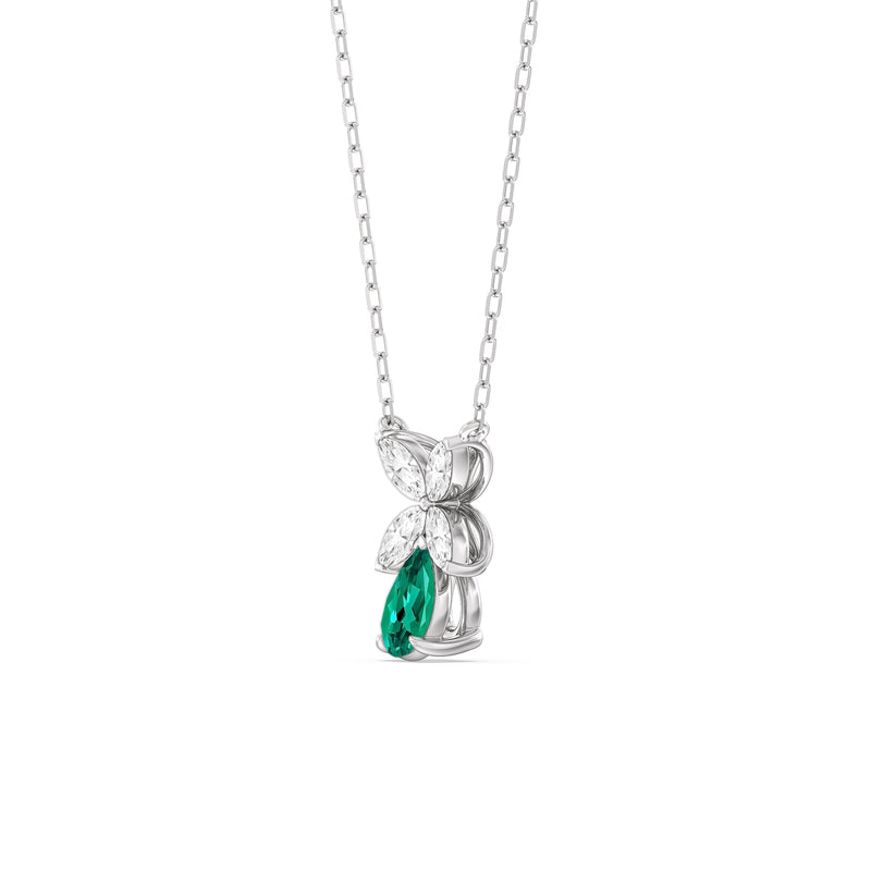 Emerald and Diamond Tulip Drop Necklace