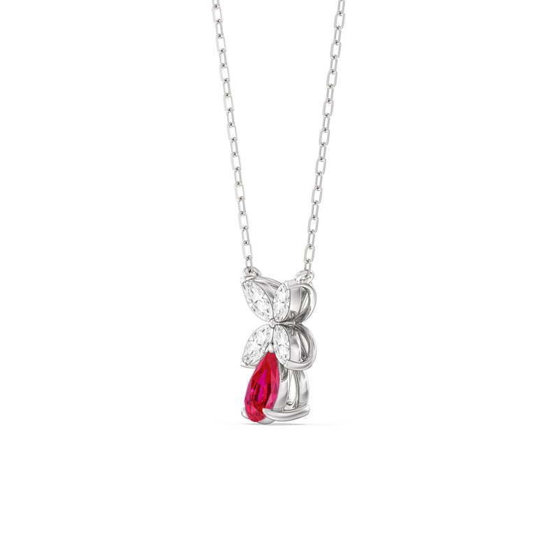 Ruby and Diamond Tulip Drop Necklace