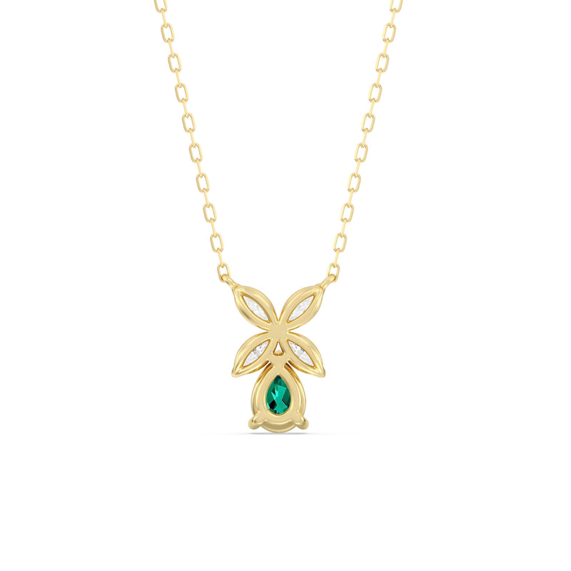 Emerald and Diamond Tulip Drop Necklace