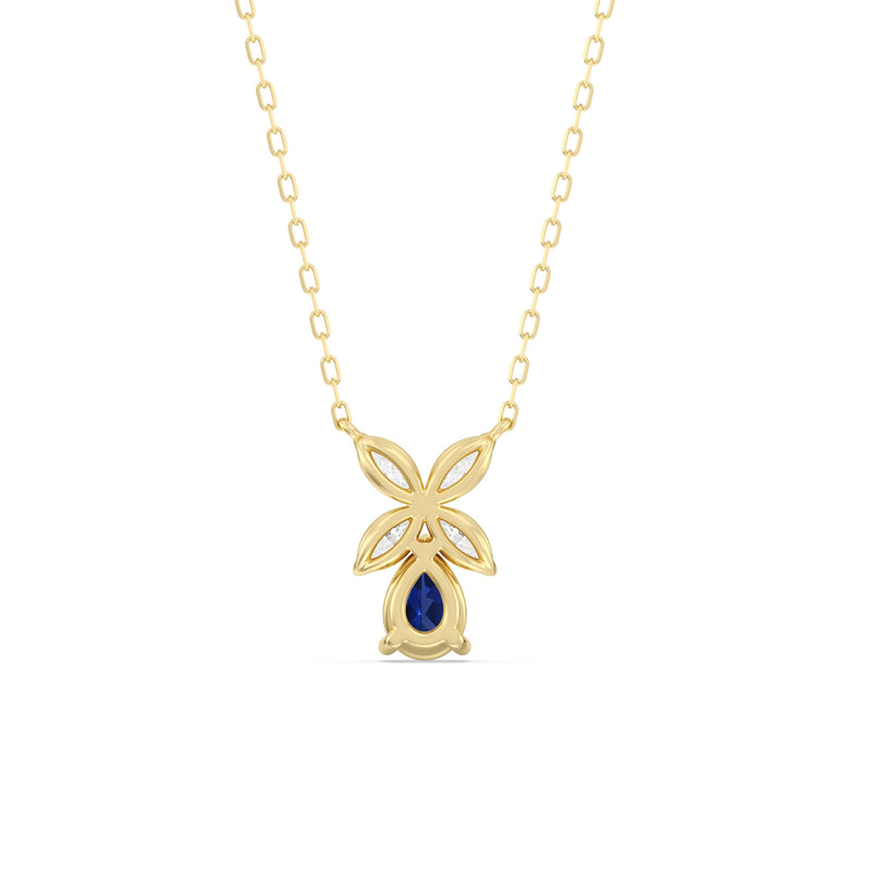 Sapphire and Diamond Tulip Drop Necklace