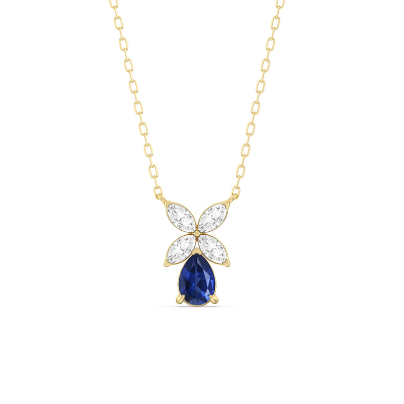 Sapphire and Diamond Tulip Drop Necklace