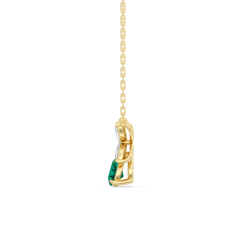 Emerald and Diamond Tulip Drop Necklace