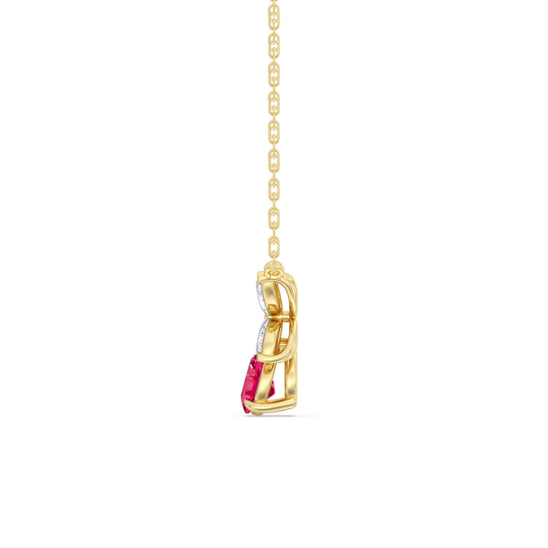 Ruby and Diamond Tulip Drop Necklace