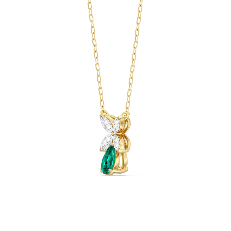 Emerald and Diamond Tulip Drop Necklace