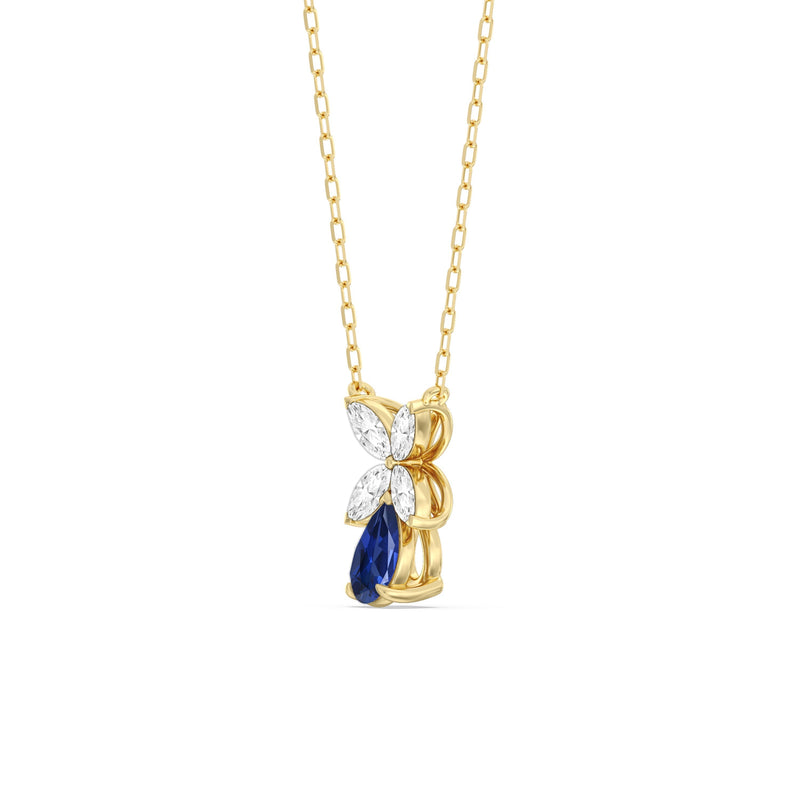 Sapphire and Diamond Tulip Drop Necklace