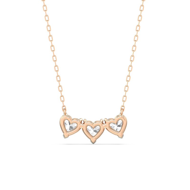 Trio Heart Cluster Diamond Necklace