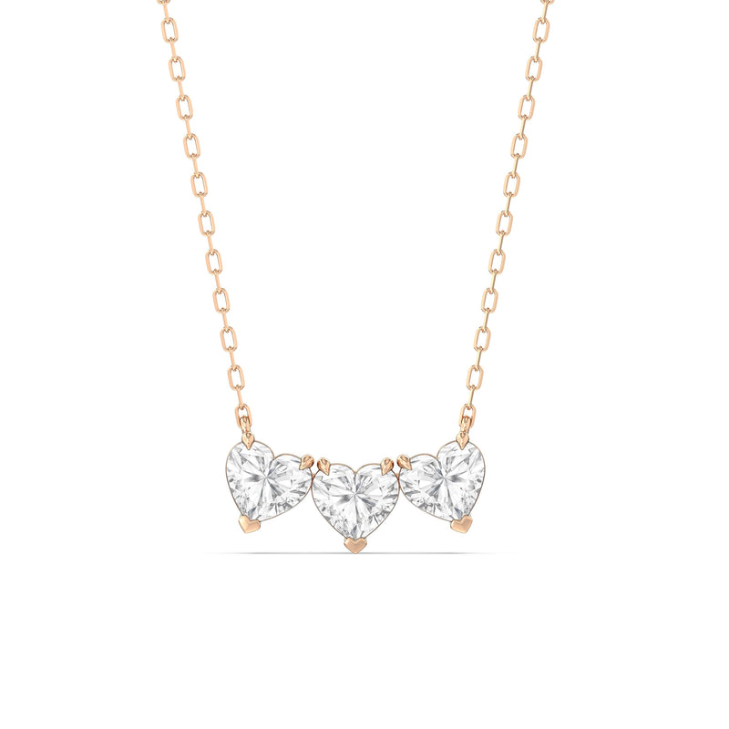 Trio Heart Cluster Diamond Necklace