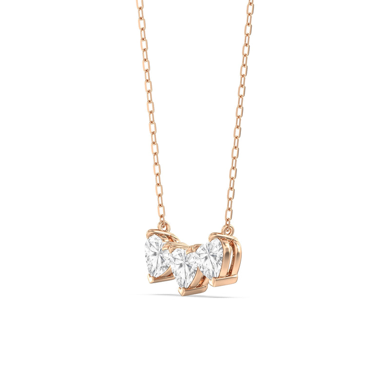 Trio Heart Cluster Diamond Necklace