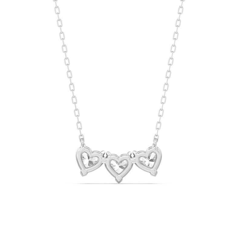 Trio Heart Cluster Diamond Necklace