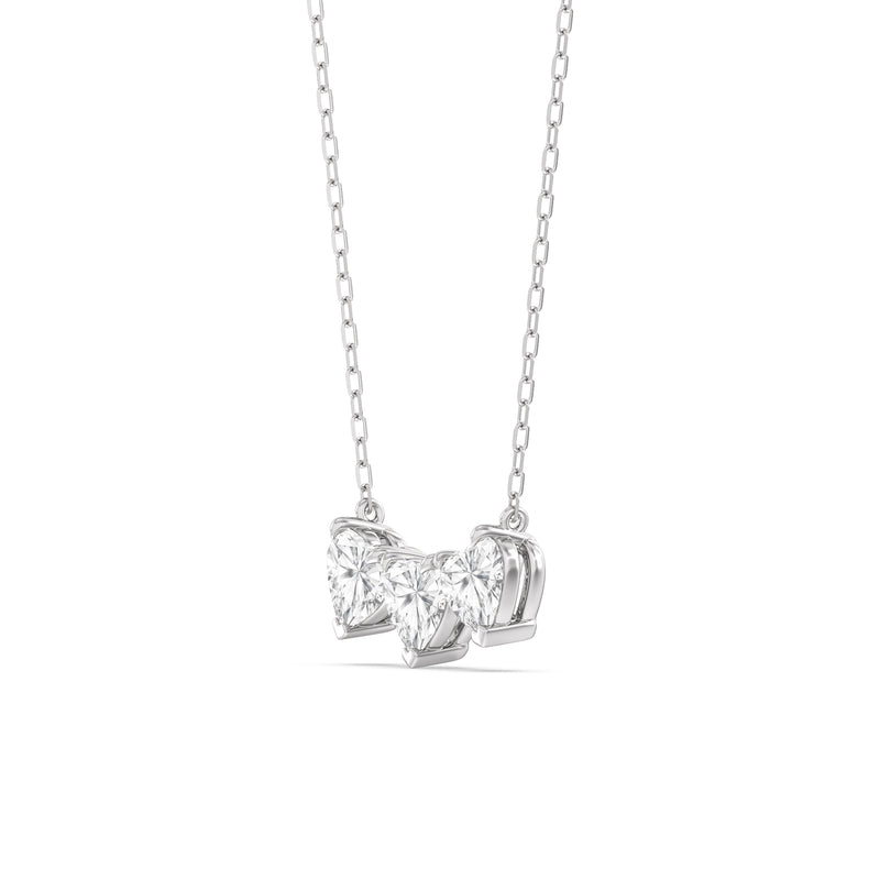 Trio Heart Cluster Diamond Necklace