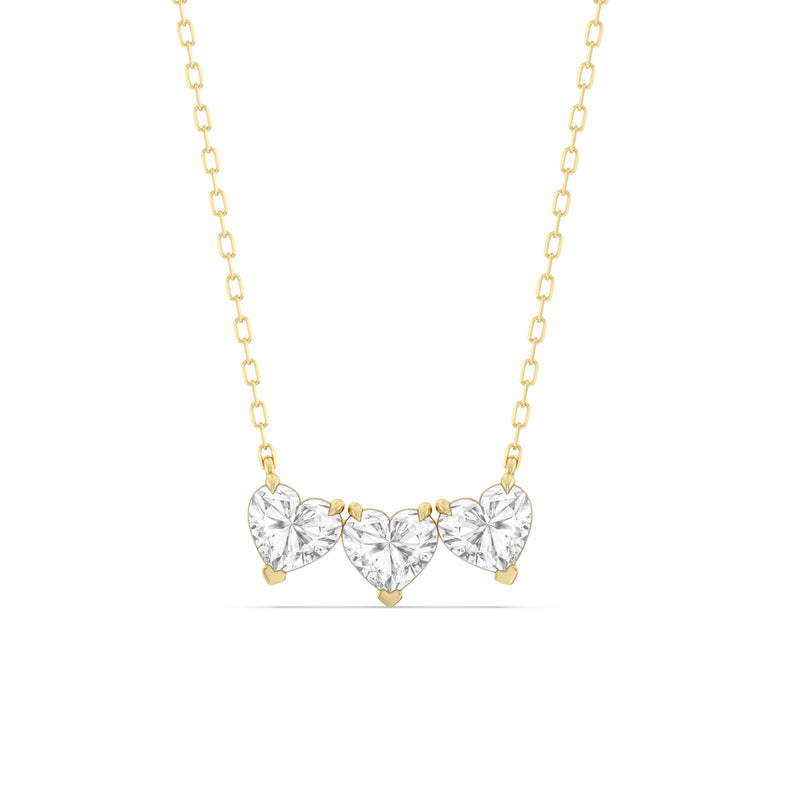 Trio Heart Cluster Diamond Necklace