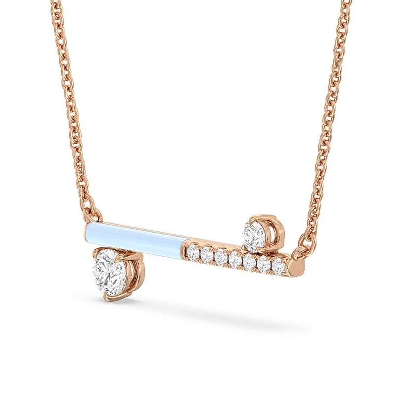 Diamond Accent Bar Necklace in Ceramic