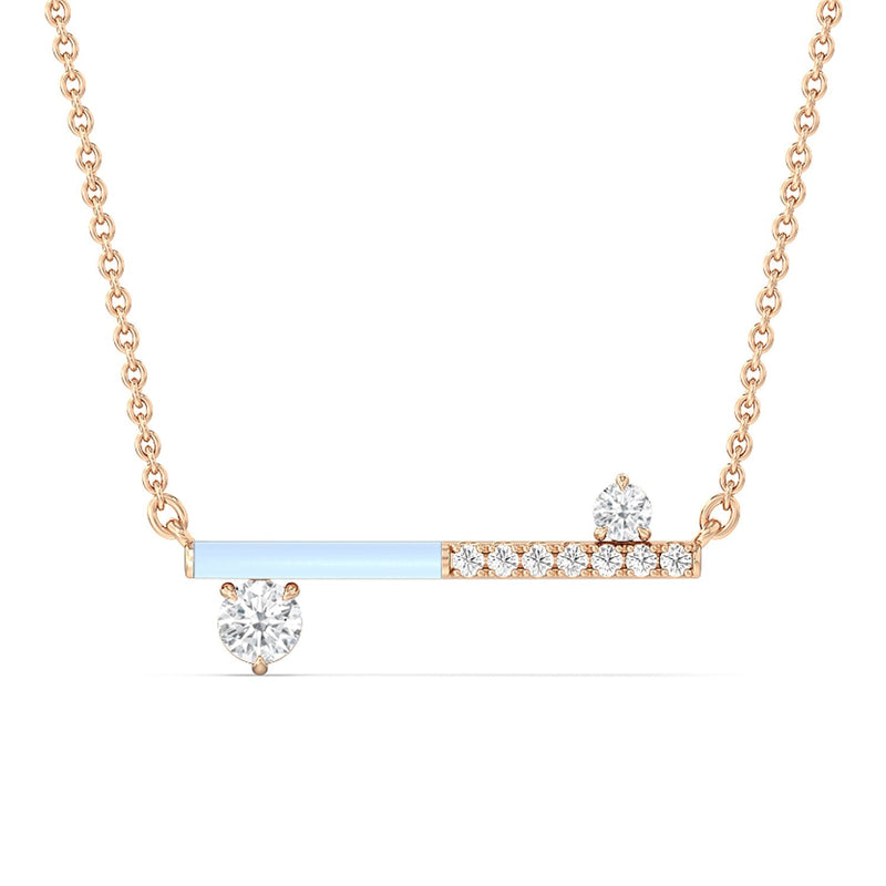 Diamond Accent Bar Necklace in Ceramic
