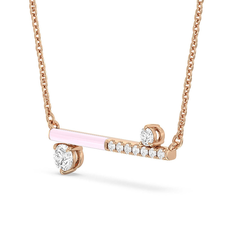 Diamond Accent Bar Necklace in Ceramic