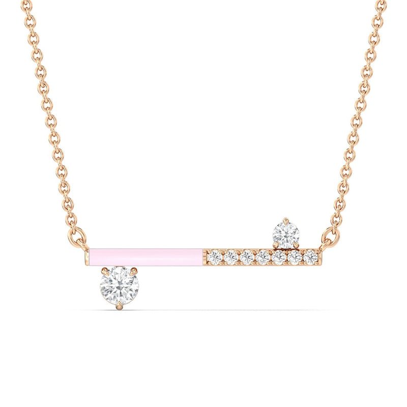 Diamond Accent Bar Necklace in Ceramic