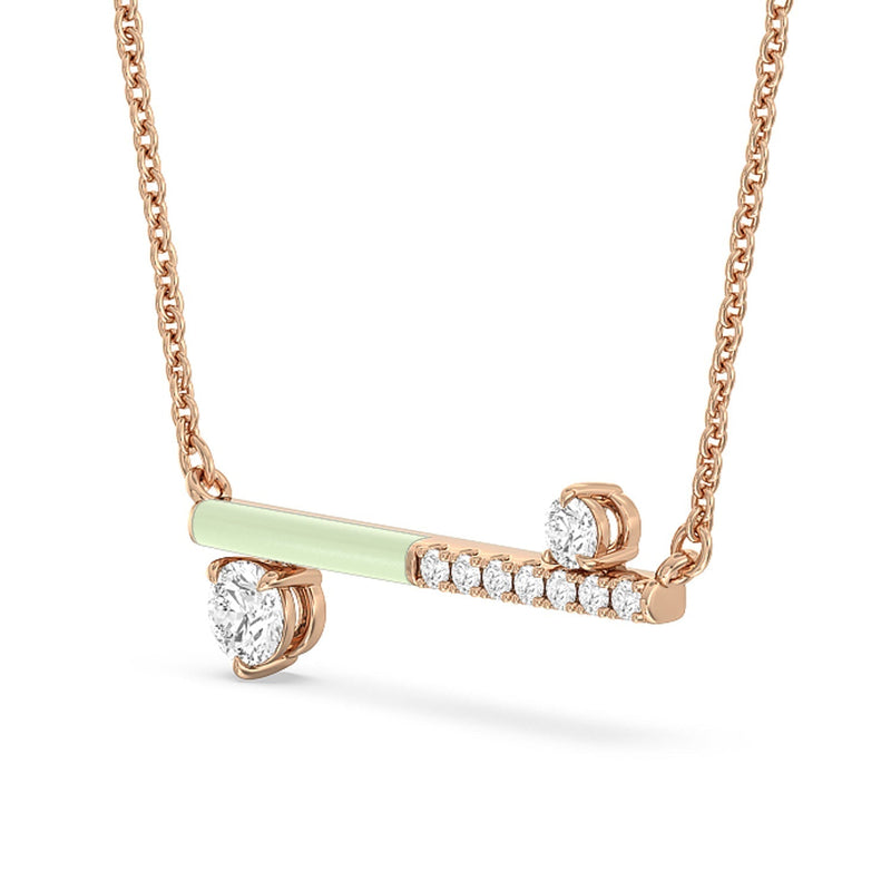 Diamond Accent Bar Necklace in Ceramic