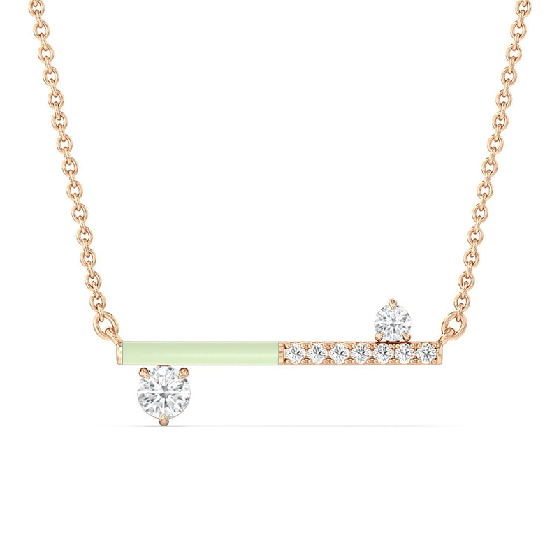Diamond Accent Bar Necklace in Ceramic