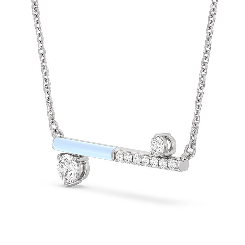 Diamond Accent Bar Necklace in Ceramic