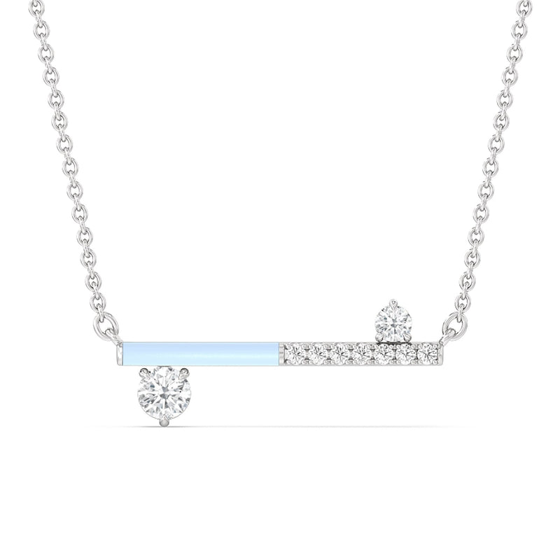 Diamond Accent Bar Necklace in Ceramic