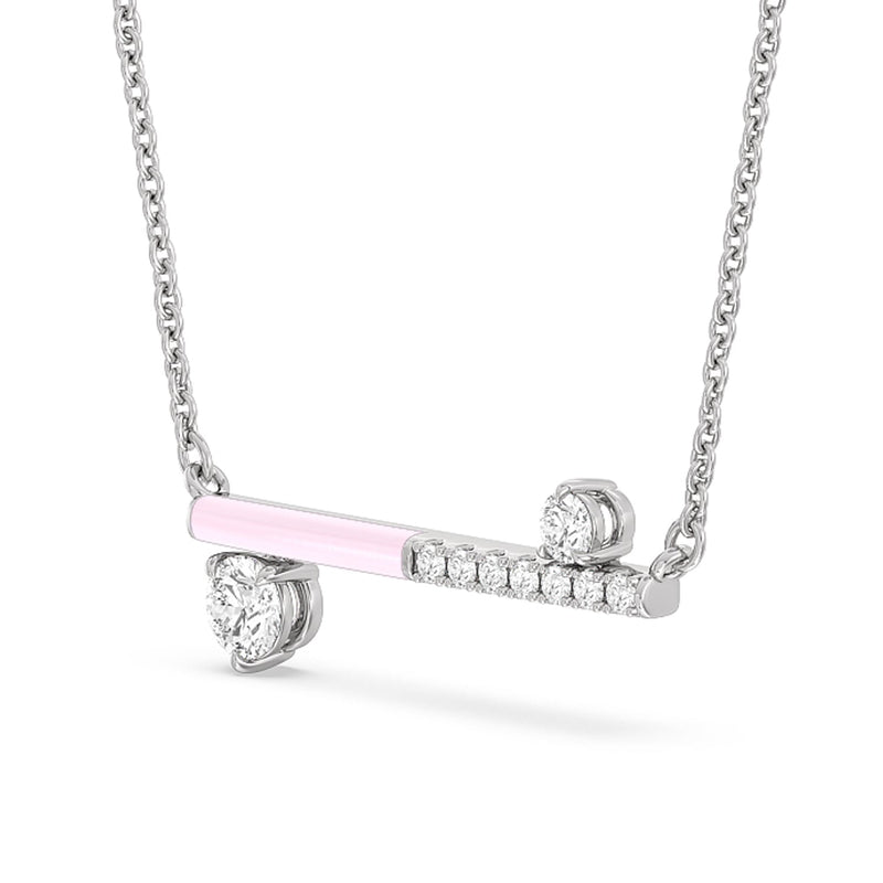 Diamond Accent Bar Necklace in Ceramic