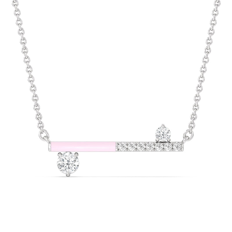 Diamond Accent Bar Necklace in Ceramic