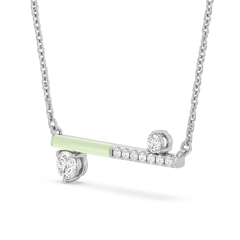Diamond Accent Bar Necklace in Ceramic