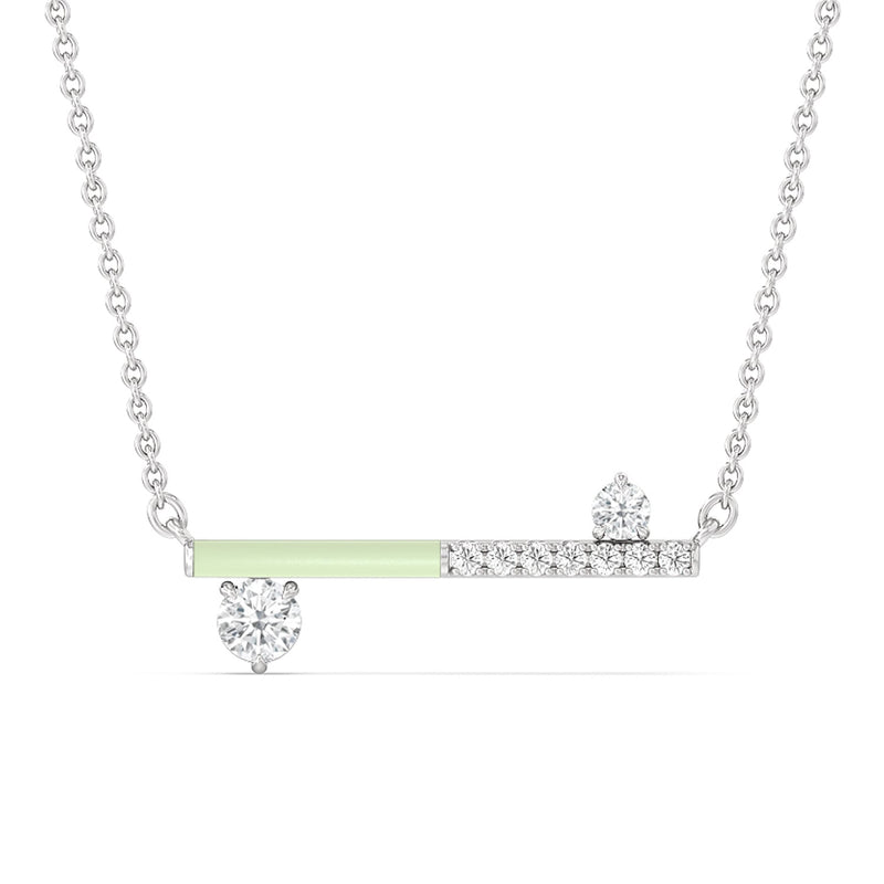 Diamond Accent Bar Necklace in Ceramic