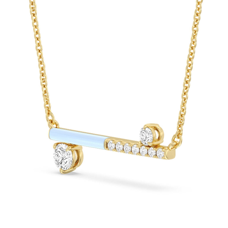 Diamond Accent Bar Necklace in Ceramic
