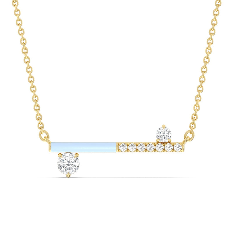 Diamond Accent Bar Necklace in Ceramic