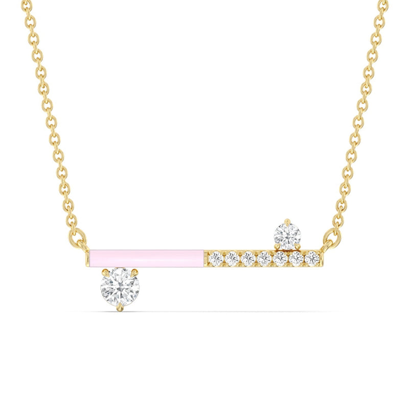 Diamond Accent Bar Necklace in Ceramic