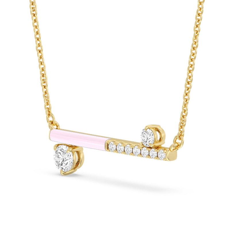 Diamond Accent Bar Necklace in Ceramic