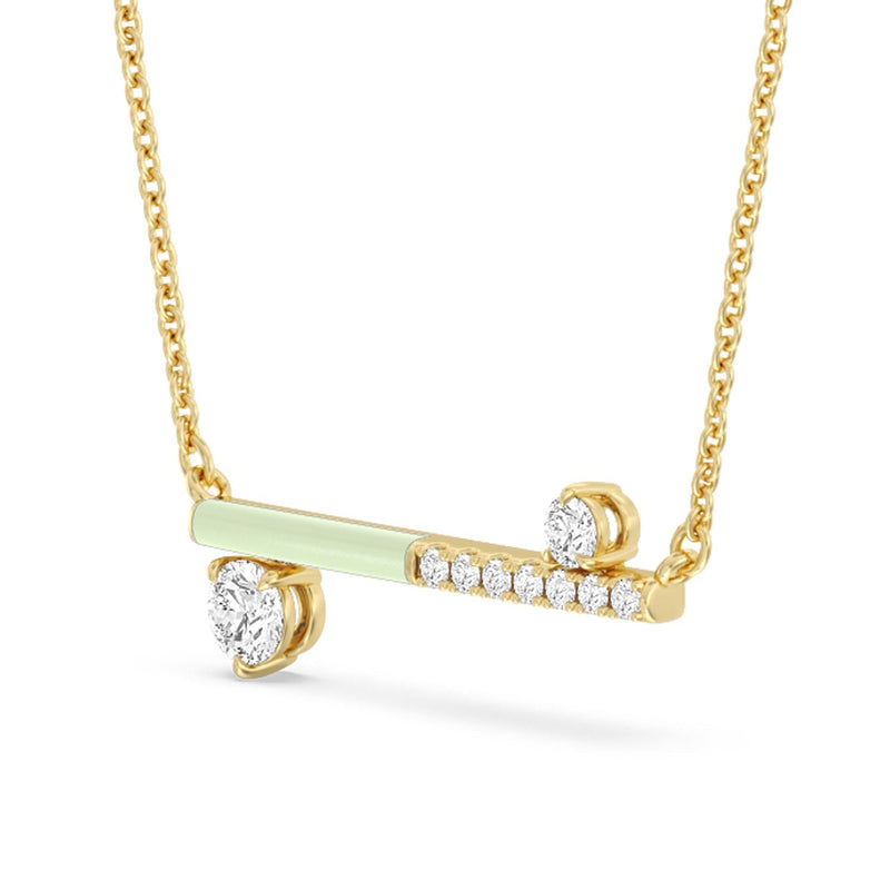 Diamond Accent Bar Necklace in Ceramic