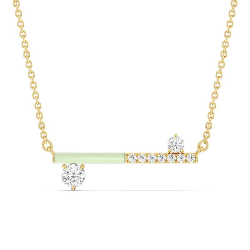 Diamond Accent Bar Necklace in Ceramic