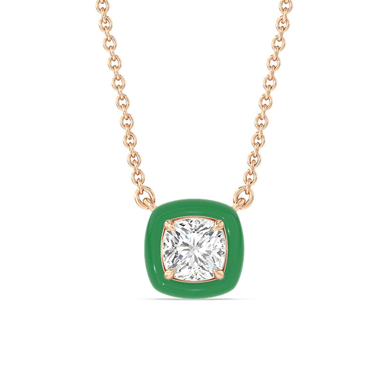 Classic Cushion Bezel Necklace in Ceramic