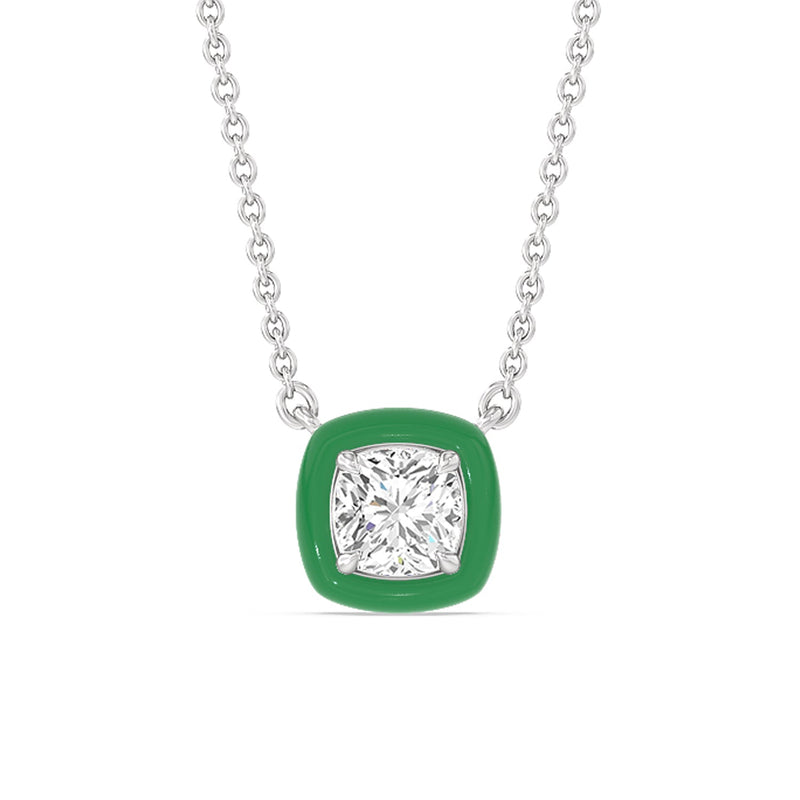 Classic Cushion Bezel Necklace in Ceramic