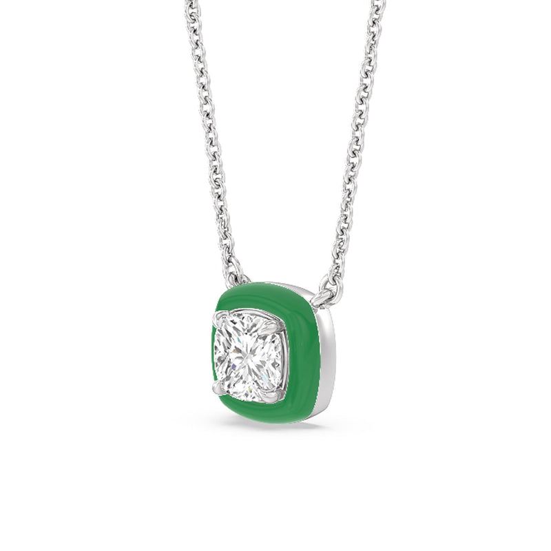 Classic Cushion Bezel Necklace in Ceramic