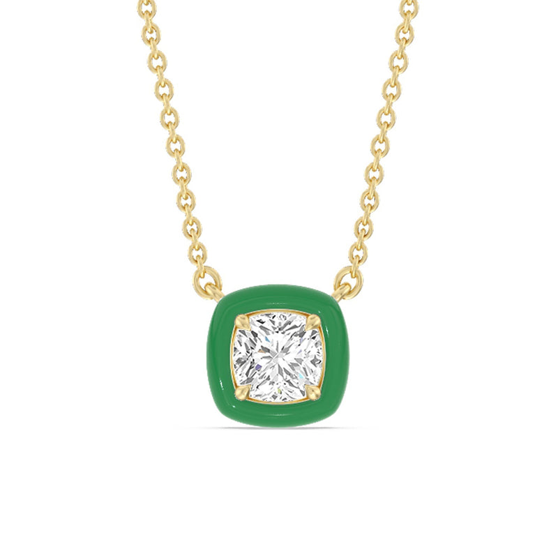 Classic Cushion Bezel Necklace in Ceramic