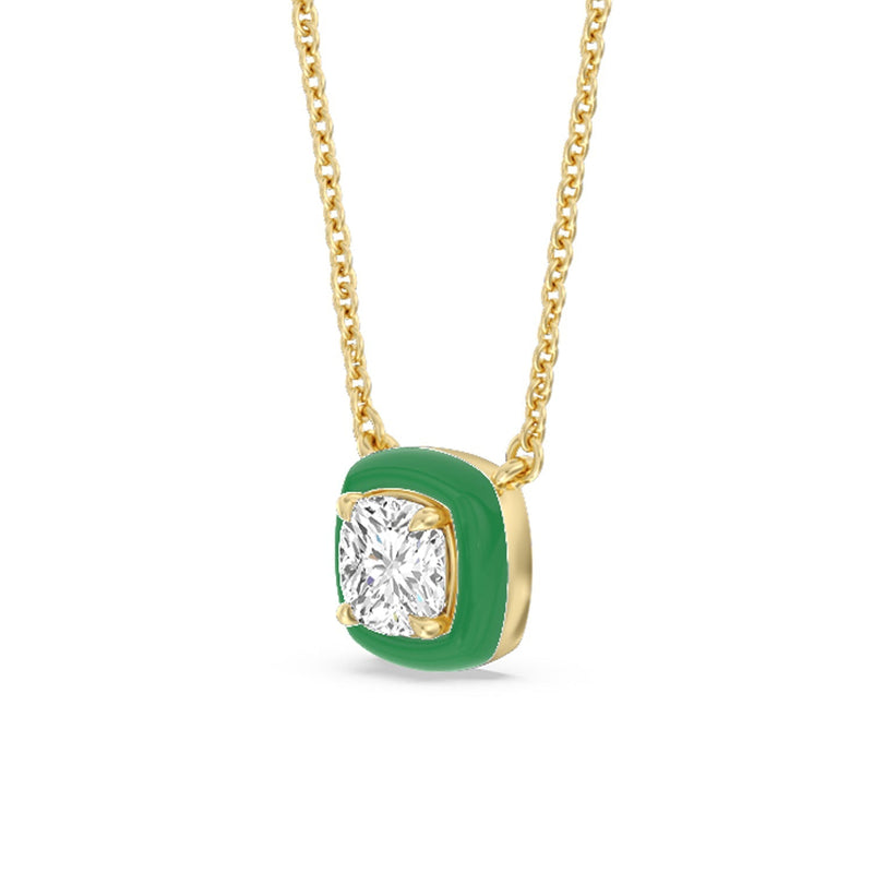 Classic Cushion Bezel Necklace in Ceramic