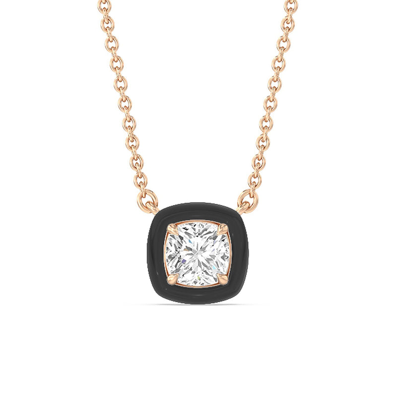 Classic Cushion Bezel Necklace in Ceramic
