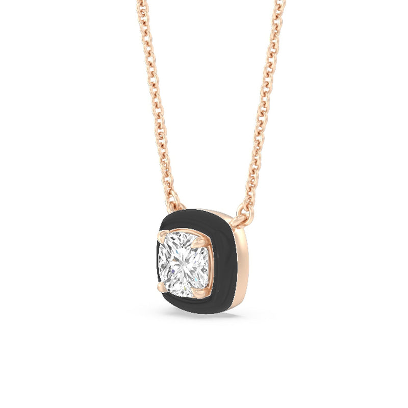 Classic Cushion Bezel Necklace in Ceramic
