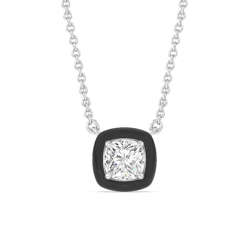 Classic Cushion Bezel Necklace in Ceramic
