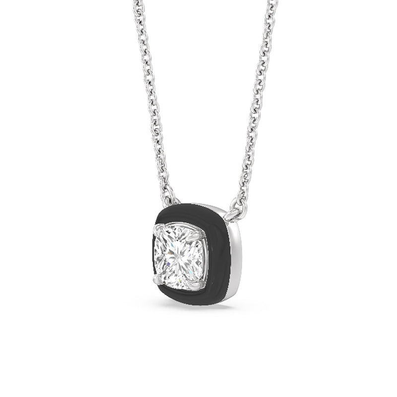 Classic Cushion Bezel Necklace in Ceramic