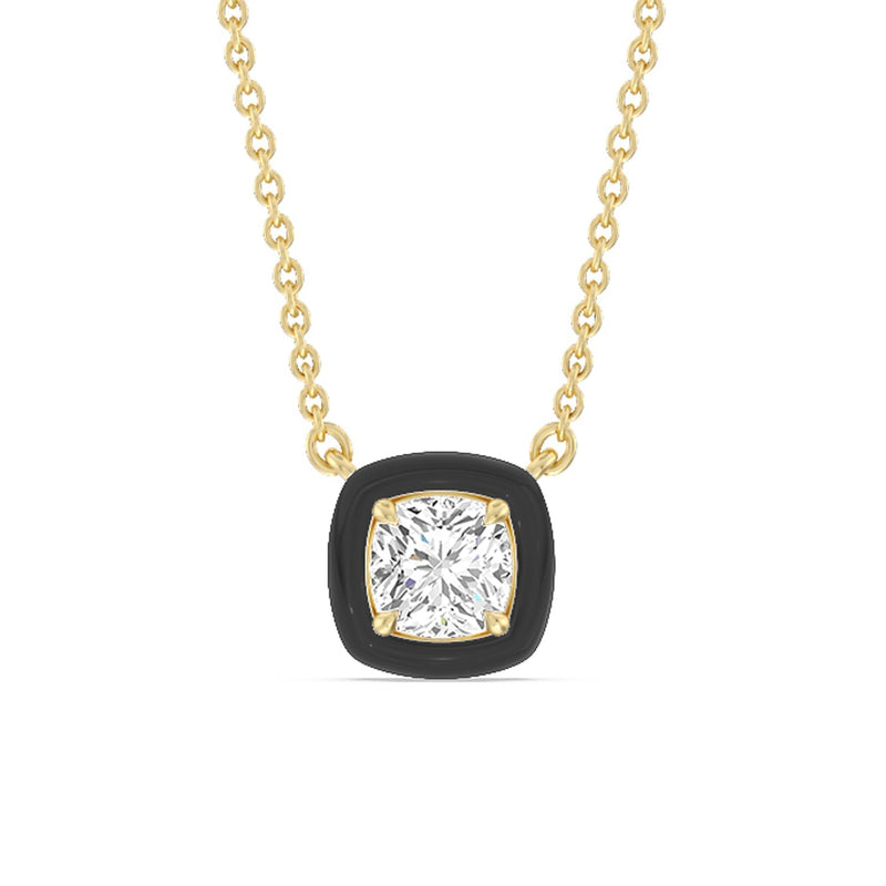 Classic Cushion Bezel Necklace in Ceramic
