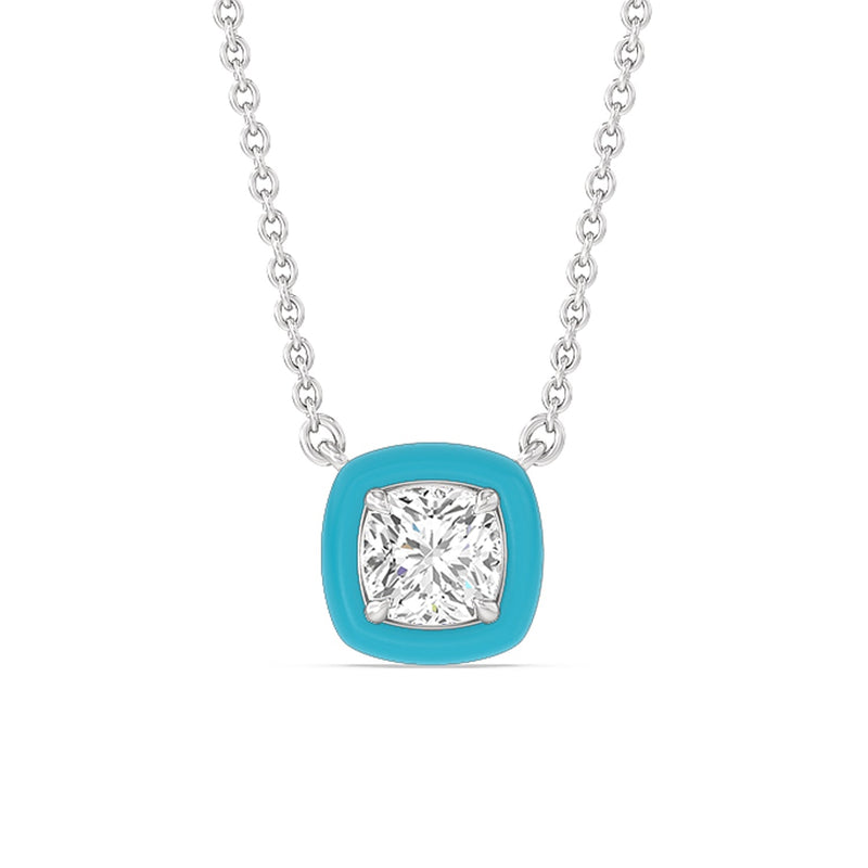 Classic Cushion Bezel Necklace in Ceramic