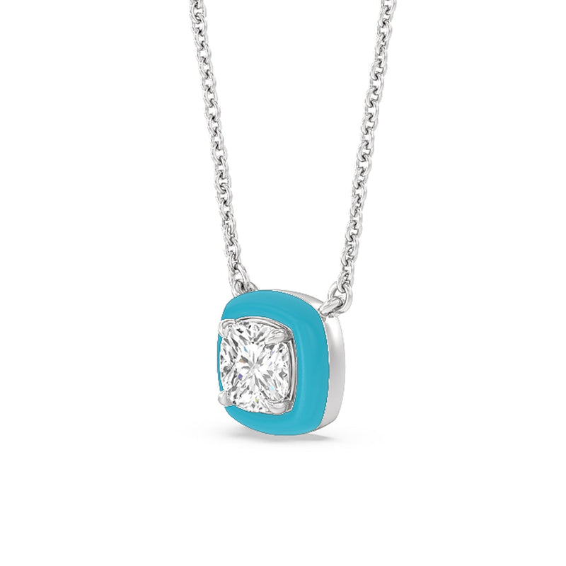Classic Cushion Bezel Necklace in Ceramic