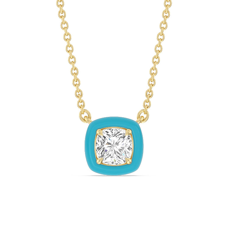 Classic Cushion Bezel Necklace in Ceramic