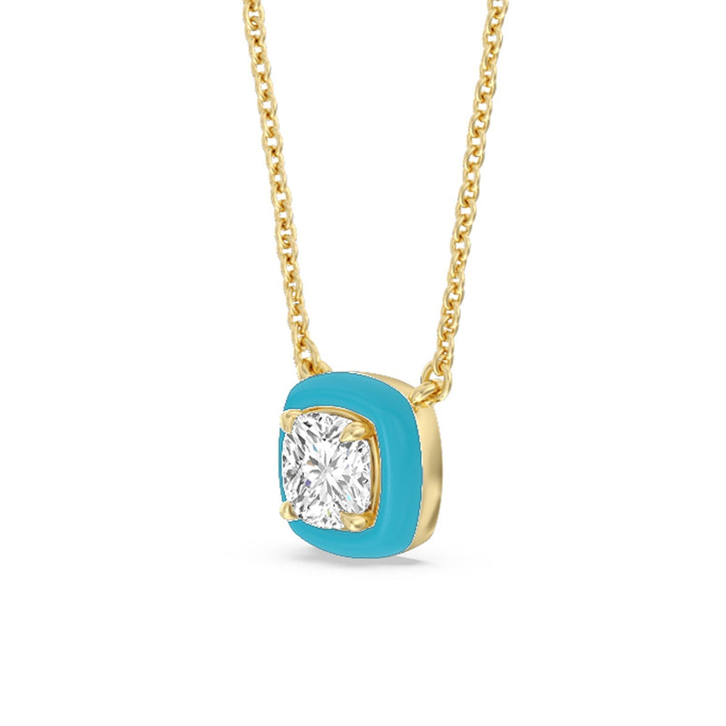 Classic Cushion Bezel Necklace in Ceramic
